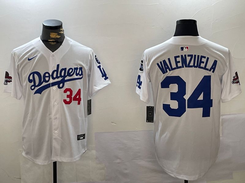 Men Los Angeles Dodgers #34 Valenzuela White Game 2024 Nike MLB Jersey style 1202->los angeles dodgers->MLB Jersey